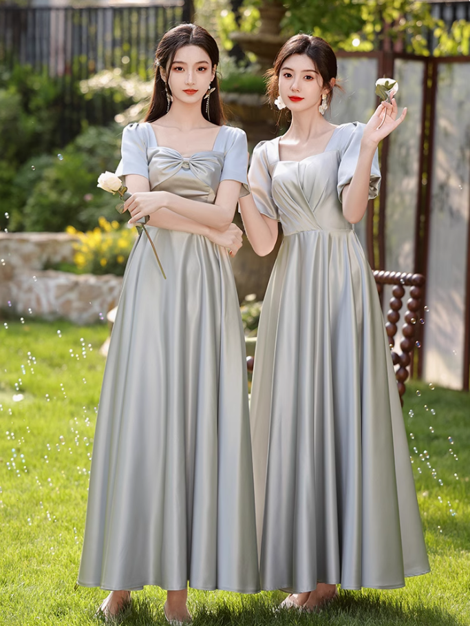 Elegant Satin A-line Long Prom Dresses Bridesmaid Dress Online ,WGP1669