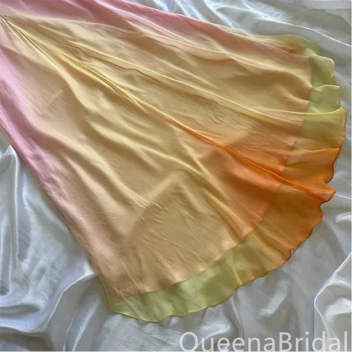 Stylish Beaded A-line Chiffon High low Long Prom Dress to Impress ,WGP1691
