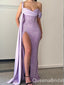 Stunning Shiny Lilac Mermaid Side Slit Party Dress Long Prom Dresses to Impress ,WGP1549