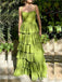 Green Tiered A-line Long Prom Dresses to Impress  ,WGP1354