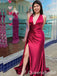 Halter Open Back Mermaid Plunging Side Slit Party Dress Long Prom Dresses to Impress ,WGP1646