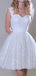 Elegant White Sweetheart Off Shoulder Tulle Sequin A Line Short Homecoming Dresses,QB0397