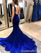 Sexy Sweetheart Open Back Emerald Blue Mermaid Evening Gown Maxi Long Formal Dresses Prom Dresses with Trailing,WGP945