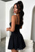 Sexy Spaghetti Straps Black Short Homecoming Dresses with Pleats, QB0591