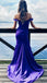 Purple Off Shoulder Sheath Evening Gown Maxi Long Evening Party Prom Dresses with Side Slit ,WGP1152