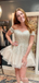 A-line Off-the-shoulder Lace Appliques Graduation Party Short Homecoming Dresses ,QB0729