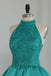 Green Halter Layer Sleeveless A-line Graduation Party Short Homecoming Dresses, QB0767