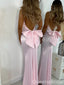 Sexy Light Pink Mermaid Bow Long Prom Dress to Impress ,WGP1694