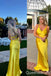 Sexy Yellow V Neck Mermaid Satin Long Prom Dress to Impress ,WGP1696