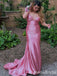 Pink Plunging Off Shoulder Mermaid Long Prom Dresses to Impress Plus Size,WGP1355