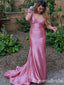 Pink Plunging Off Shoulder Mermaid Long Prom Dresses to Impress Plus Size,WGP1355