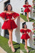 Red A-line Strapless Lace Appliques Sweetheart Graduation Party Short Homecoming Dresses , QB0816