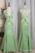 Stylish Green Mermaid Satin Long Prom Dress to Impress ,WGP1698