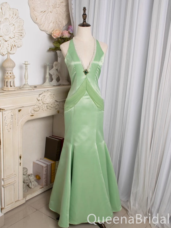 Stylish Green Mermaid Satin Long Prom Dress to Impress ,WGP1698