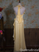 Elegant Light Yellow Halter Sheath Long Prom Dress to Impress ,WGP1699