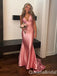 Pink Plunging Off Shoulder Mermaid Long Prom Dresses to Impress Plus Size,WGP1356