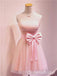 Stunning Strapless Pink Sweetheart A-line Graduation Party Short Homecoming Dress Formal Evening Party Dress with Bow Belt, QB0841