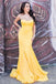 Sexy Strapless Yellow Mermaid Long Prom Dress to Impress ,WGP1707