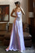 Elegant Lilac Spaghetti Straps Floral Embroidery Lace up Back A-line Long Prom Dress to Impress ,WGP1709