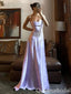 Elegant Lilac Spaghetti Straps Floral Embroidery Lace up Back A-line Long Prom Dress to Impress ,WGP1709