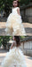 Ivory V-neck High Low Long Tulle Ball Gown Flower Girl Dresses with Ruffles, FGS0059