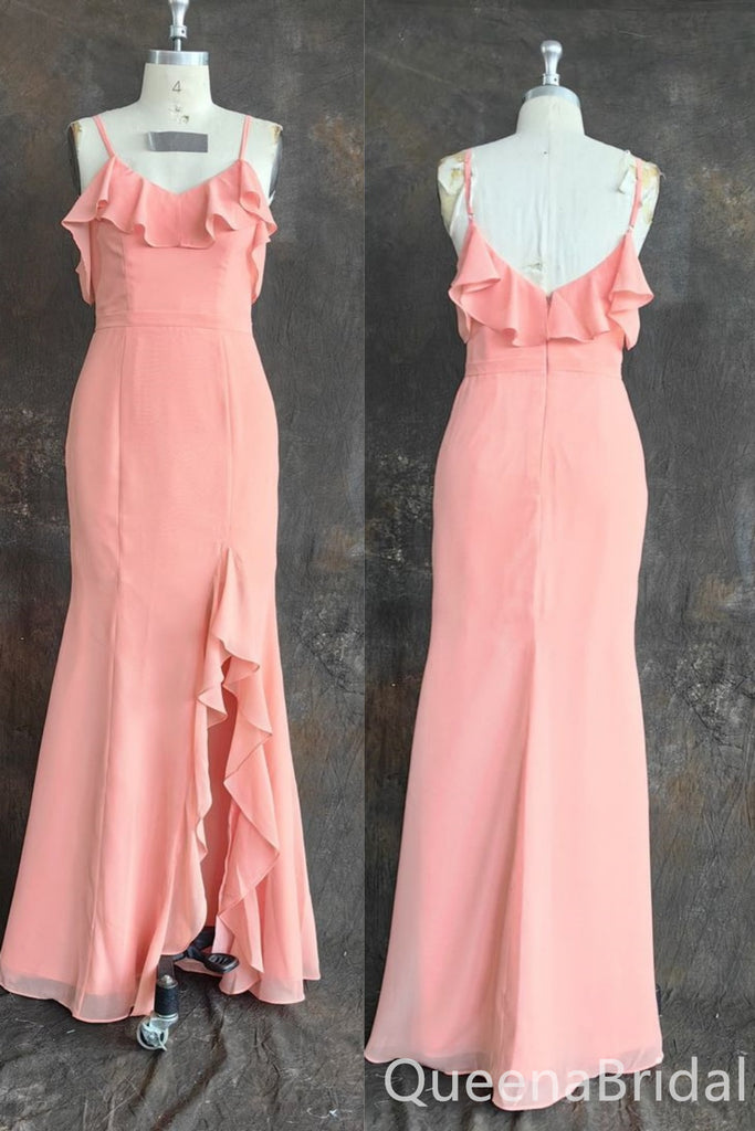 Elegant Blush Pink Sheath Chiffon Long Prom Dress to Impress ,WGP1710