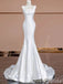 Sexy Strapless White Mermaid Satin Long Prom Dress to Impress with Trailing ,WGP1712