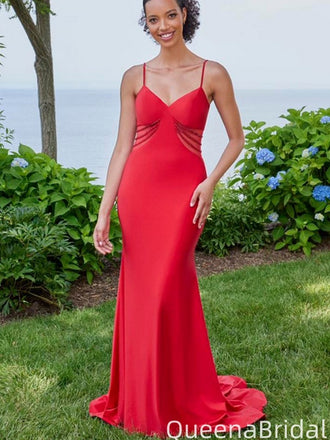 Formal Spaghetti Strap V-neck Mermaid Long Formal Gown to Impress,WGP2071