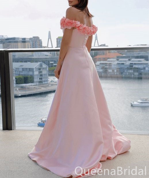 Gorgeous Blushing Pink Floral A-line Party Dress Long Prom Dresses to Impress ,WGP1651