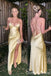 Sexy Pale Yellow Lace up Back Sheath Spaghetti Straps V Neck Long Prom Dress to Impress,WGP1715