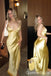 Sexy Yellow Spaghetti Straps V Neck Sheath Long Prom Dress to Impress,WGP1717