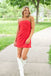 Elegant Red Strapless Simple Cheap Short Homecoming Dresses, QB0483