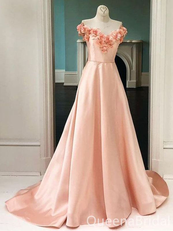 Gorgeous Blushing Pink Floral A-line Party Dress Long Prom Dresses to Impress ,WGP1651