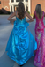 Stunning Blue Spaghetti Straps A-line Party Dress Long Prom Dresses to Impress  ,WGP1554