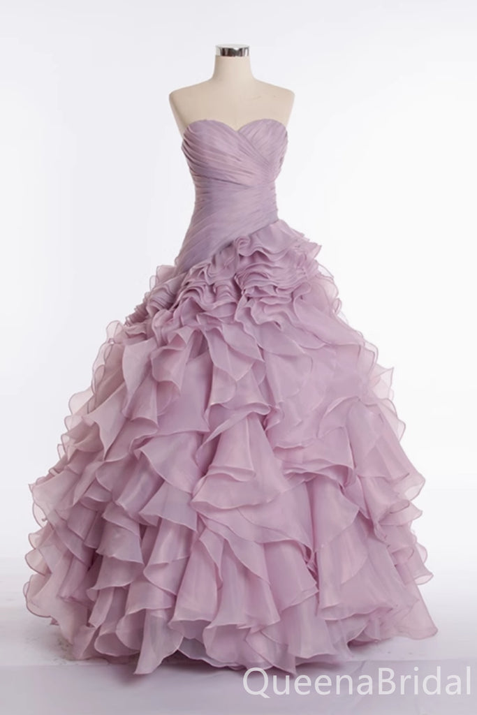 Strapless Ruffles Sweetheart A-line Ball Gown Party Dress Long Prom Dresses to Impress ,WGP1480