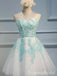 Mint Green Lace Appliques Sweetheart Strapless A-line Graduation Party Short Homecoming Dresses, QB0787