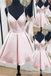 Light Pink Spaghetti Straps A-line Graduation Party Short Homecoming Dresses , QB0817