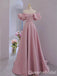 Elegant Pink Off the Shoulder Bubble Sleeves A-line Long Party Dress Long Prom Dresses to Impress ,WGP1402