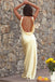 Yellow Halter Sheath Open Back Evening Gown Maxi Long Evening Party Prom Dresses,WGP1080