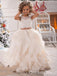 Elegant White Lace Appliques A-line Long Flower Girl Dresses , FGS0063