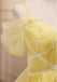 Yellow Sweetheart Off Shoulder Lace Up Back A-line Graduation Party Short Homecoming Dresses Formal Evening Party Dresses, QB0826