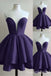 Purple Strapless Sweetheart A-line Graduation Party Short Homecoming Dresses , QB0819