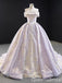 Strapless Lilac Lace Appliques Lace up Back A-line Ball Gown Party Dress Long Prom Dresses to Impress ,WGP1483