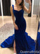 Sexy Sweetheart Open Back Emerald Blue Mermaid Evening Gown Maxi Long Formal Dresses Prom Dresses with Trailing,WGP945