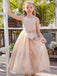 Elegant A-line Jewel Neck Lace Appliques Tulle Flower Girl Dresses with Bow, FGS0052