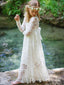 Elegant White Lace Appliques Tulle A- Line Cheap Long Flower Girl Dresses, FGS0034