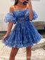 Sexy Unique Off-the-shoulder A-line Strapless Short Homecoming Dresses with Ruffles and Pleats, QB0612