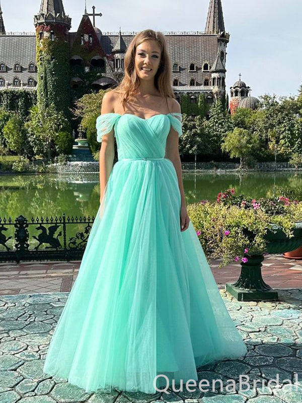 Mint Green Off Shoulder Sweetheart A-line Evening Gown Maxi Long Evening Party Prom Dresses ,WGP1118