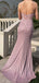 Gentle Pink Spaghetti Strap Sequin Mermaid Long Evening Gown Prom Dresses,WGP418