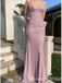 Gentle Pink Spaghetti Strap Sequin Mermaid Long Evening Gown Prom Dresses,WGP418